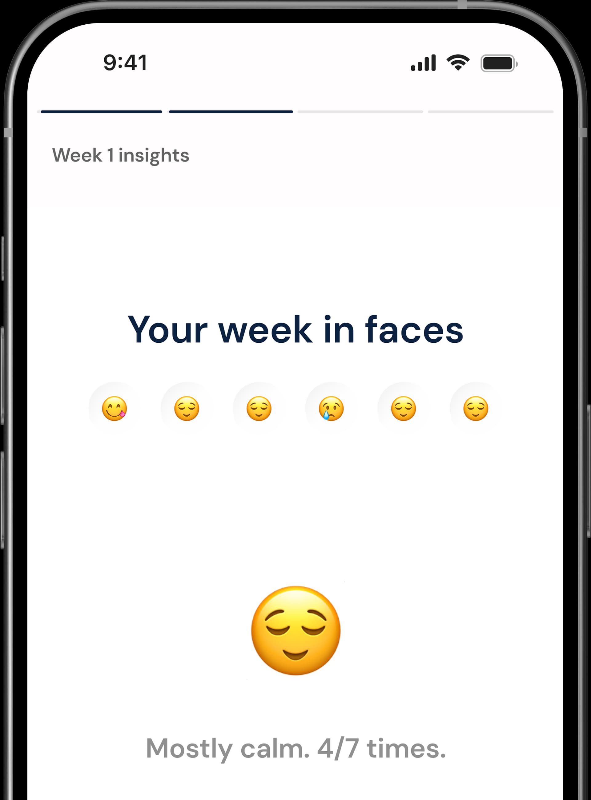 A week of Lifestack insights summarised as a row of mood faces